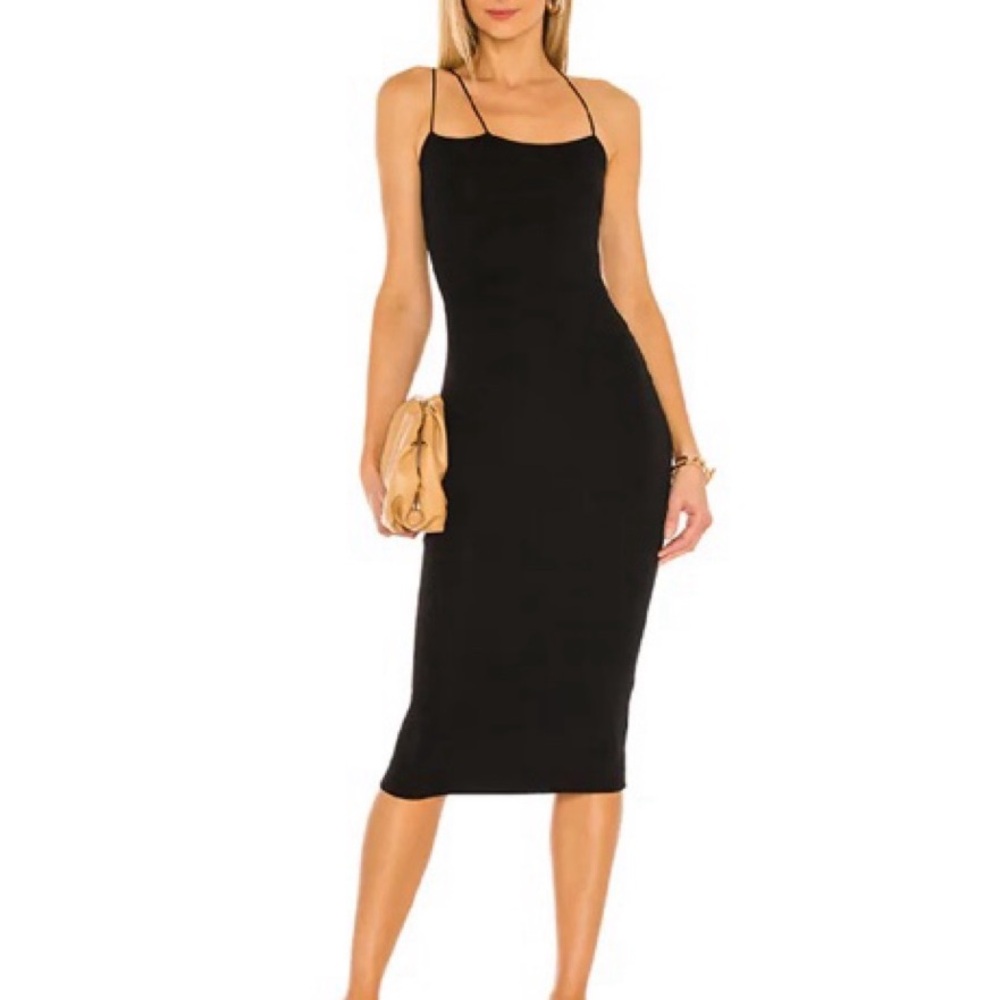 Superdown Sleek Black Midi Dress
